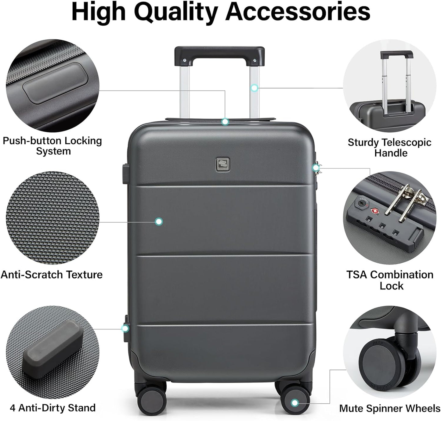 Hanke 28 Inch Luggage with Spinner Wheels Large Travel Suitcase Tsa Hard Case Luggage for Women Men Rolling Checked Luggages(Graphite Grey)