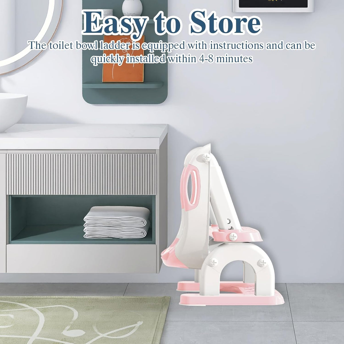 Potty Training Seat for Toddlers, Adjustable Height 2-in-1 Potty Training Toilet Ladder for Kids Boys Girls with Splash Guard, Waterproof Cushion, Anti-Slip Pad Step Stoo - Pink