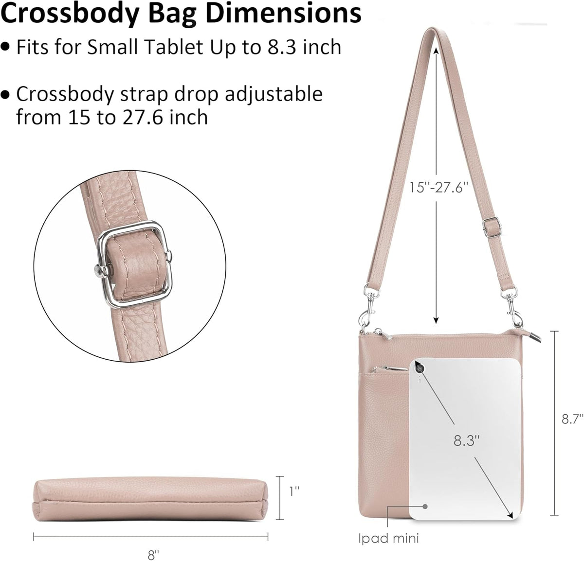 befen Genuine Leather Small Crossbody Purses for Women Travel Cross Body Bags Lightweight with Adjustable Shoulder Strap
