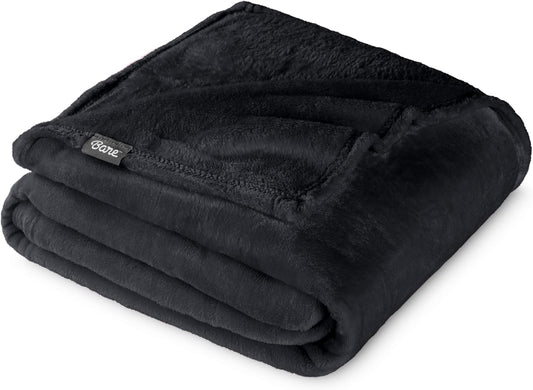 Bare Home Fleece Blanket - Full/Queen - Ultra-Soft Lightweight for Bed, Sofa, and Couch - Luxury Microplush - Cozy Warm Blanket (Full/Queen, Black)