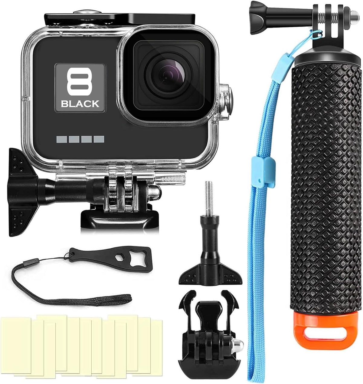 Compatible for Go Pro Hero 8 Black Waterproof Housing Case 60M/196FT Protective Underwater Diving Case Shell with Cameras Handle Mount Accessories Kit