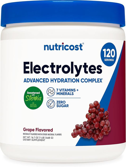 Nutricost Electrolyte Complex Powder (120 Servings, Grape) - Hydration Supplement Drink Mix with Vitamins and Minerals