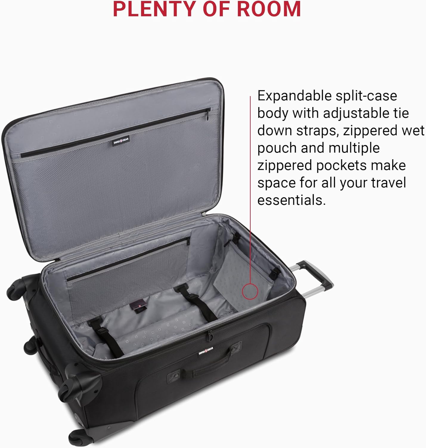 SwissGear Sion Softside Expandable Luggage, Black, 3-Piece Set (21/25/29)