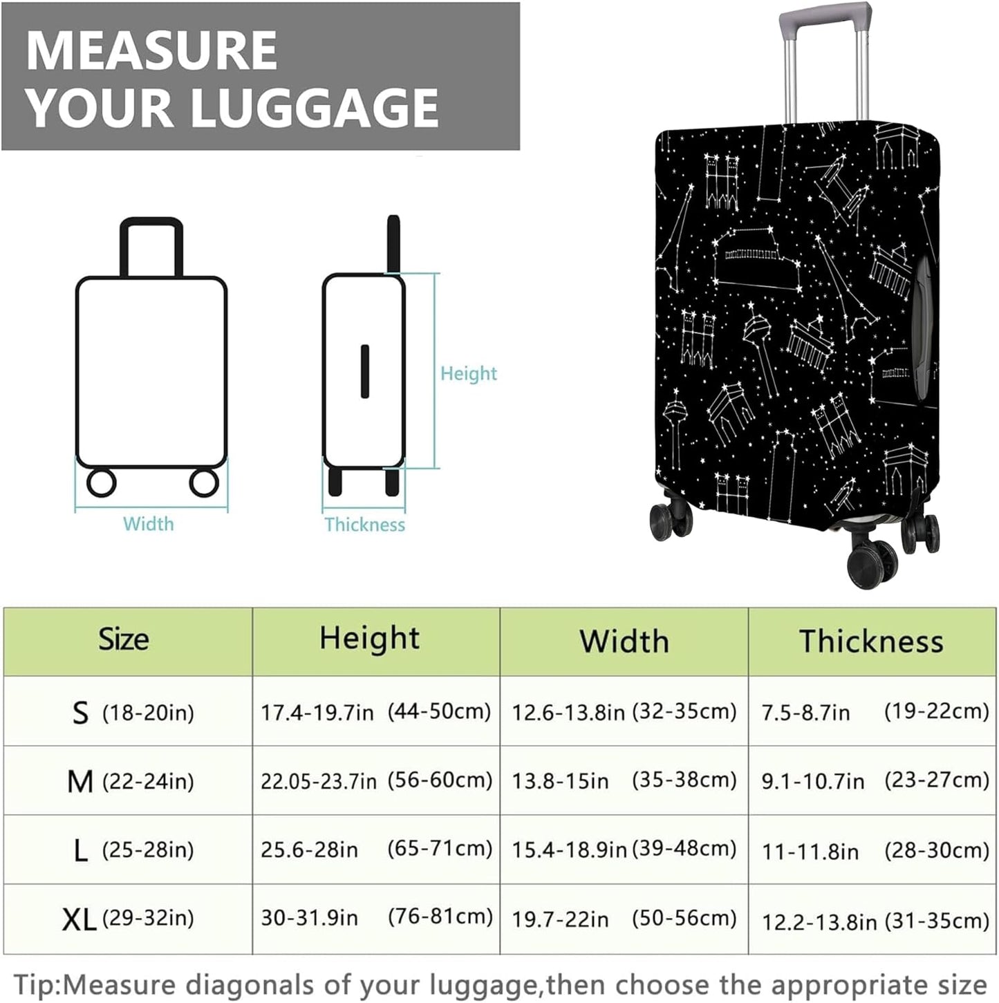 Travel Luggage Cover Suitcase Protector Fits 18-32 Inch Wheel Covers PatternedTravel Related Items Flower Luggage Protector Elastic L