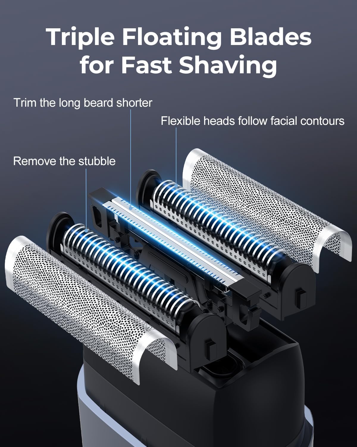 Men's Foil Shavers,Mini Electric foil Shaver for Men, Compact Face, IPX7 Waterproof Wet&Dry Cordless Razor, LED Display, USB-C Fast Rechargeable,Electric foil Shaver,3 Razor Rechargeable