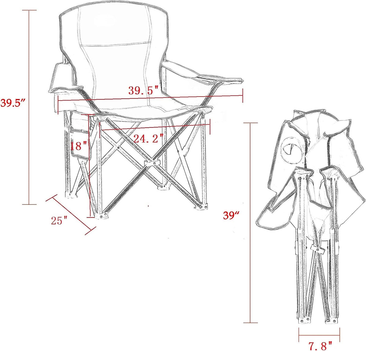 Mesh Folding Camping Chairs for Adults, Oversized Portable Outdoor Chairs, Weight Capacity 325 lbs with Cup Holder, Storage Pocket, Carry Bag