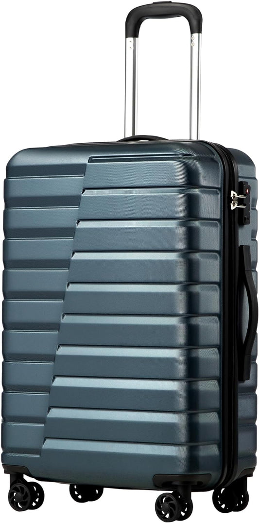 Coolife Carry On Luggage Airline Approved with Wheels Hard Shell Suitcase Spinner TSA Lock Telescopic Handle (20-inch-Teal blue)