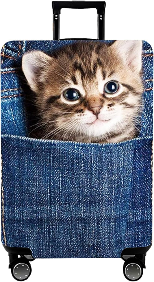 WUJIAONIAO Travel Luggage Cover Baggage Suitcase Cover Protector Skins 18-32 Inch (Cat B, M (for 22-24 inch luggage))