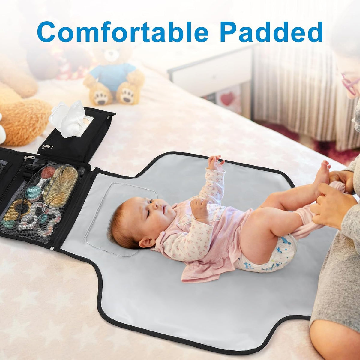 Accmor Portable Diaper Changing Pad, Waterproof Travel Baby Changing Mat, Newborn Essentials Baby Shower Gifts, Black