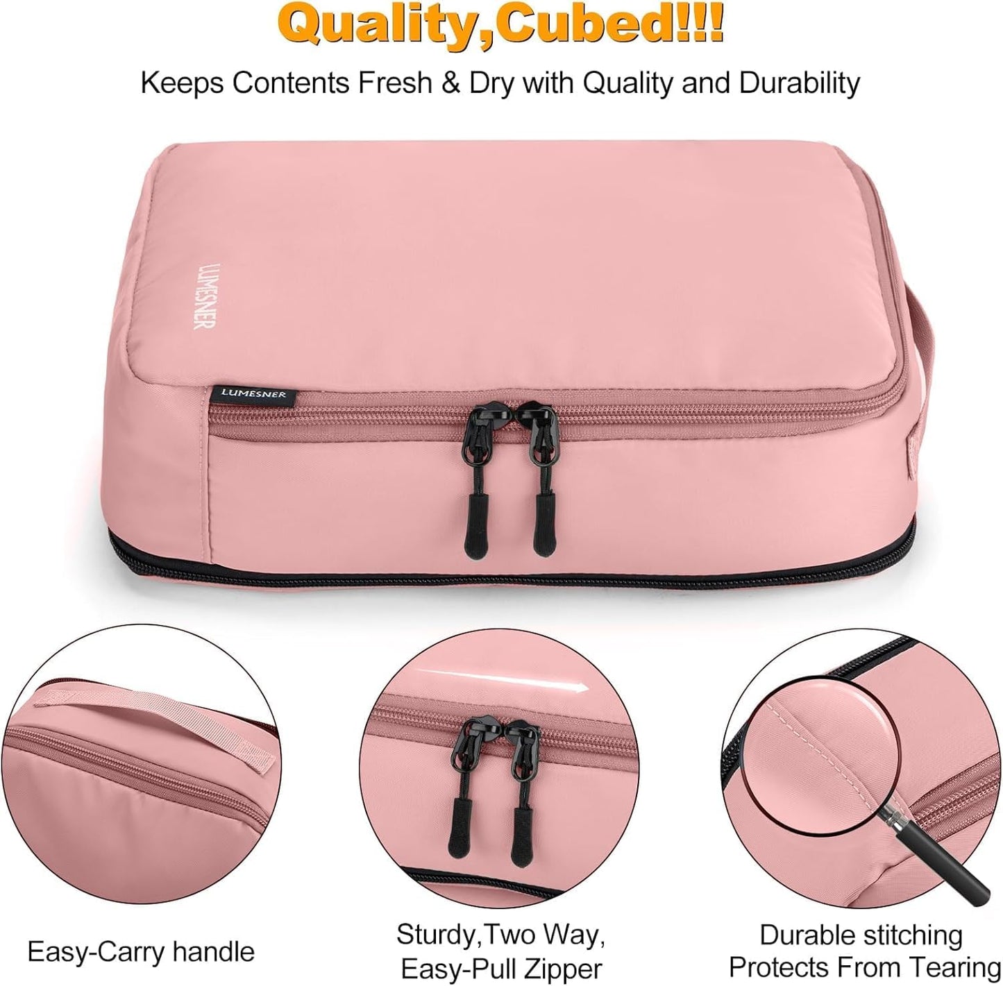 8 Set Compression Packing Cubes for Travel, Waterproof Luggage Organizers, Suitcase Organizer Set for Carry-On & Checked Baggage, Travel Accessories for Men & Women