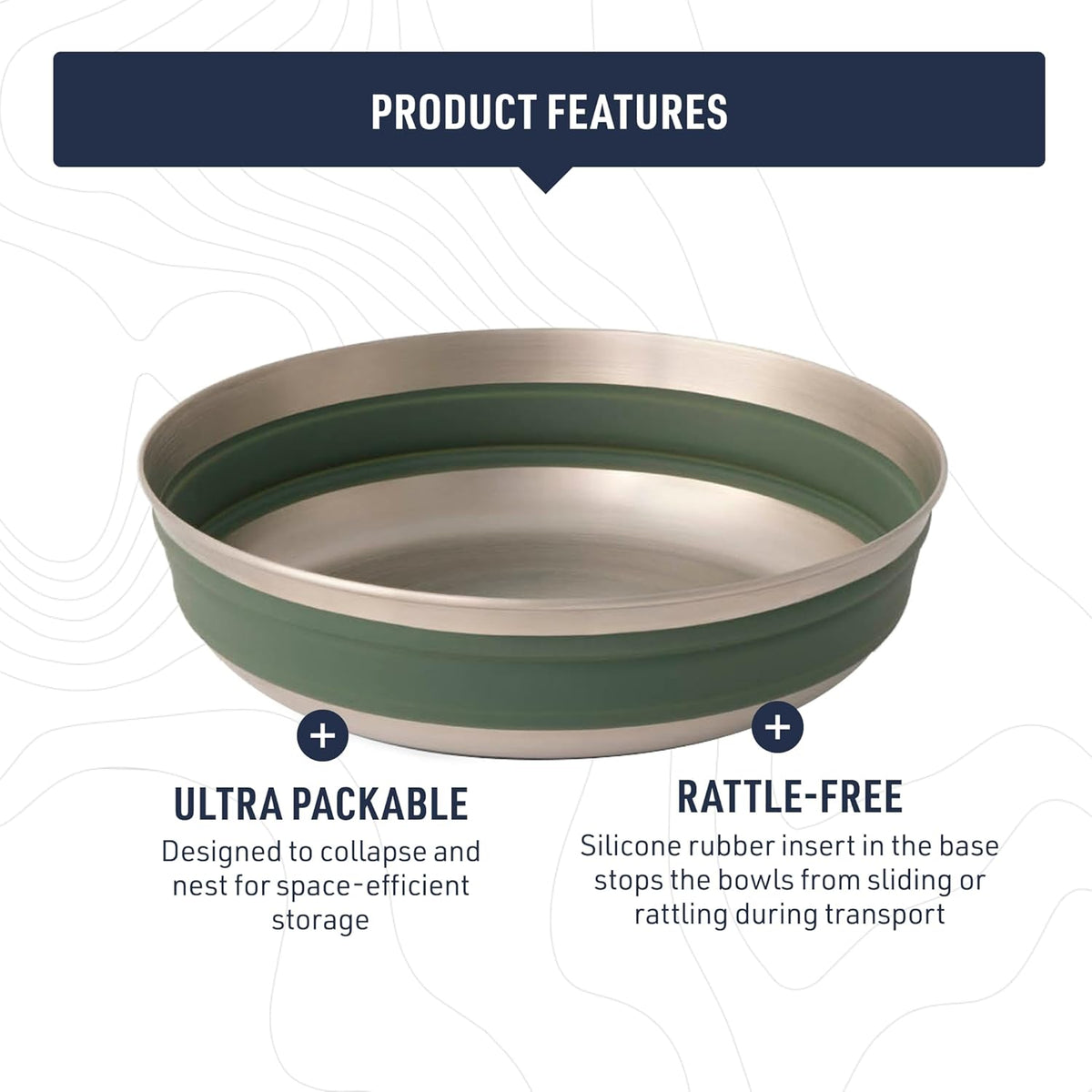 Sea to Summit Detour Stainless Steel Collapsible Bowl, Large (31 fl oz), Moonstruck Grey