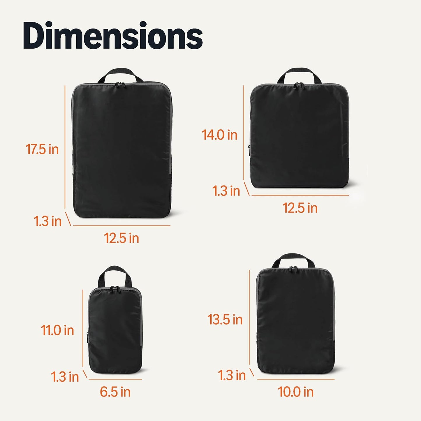 Amazon Essentials Ultralight Compression Packing Cubes Packing Organizer black 4 pack Black