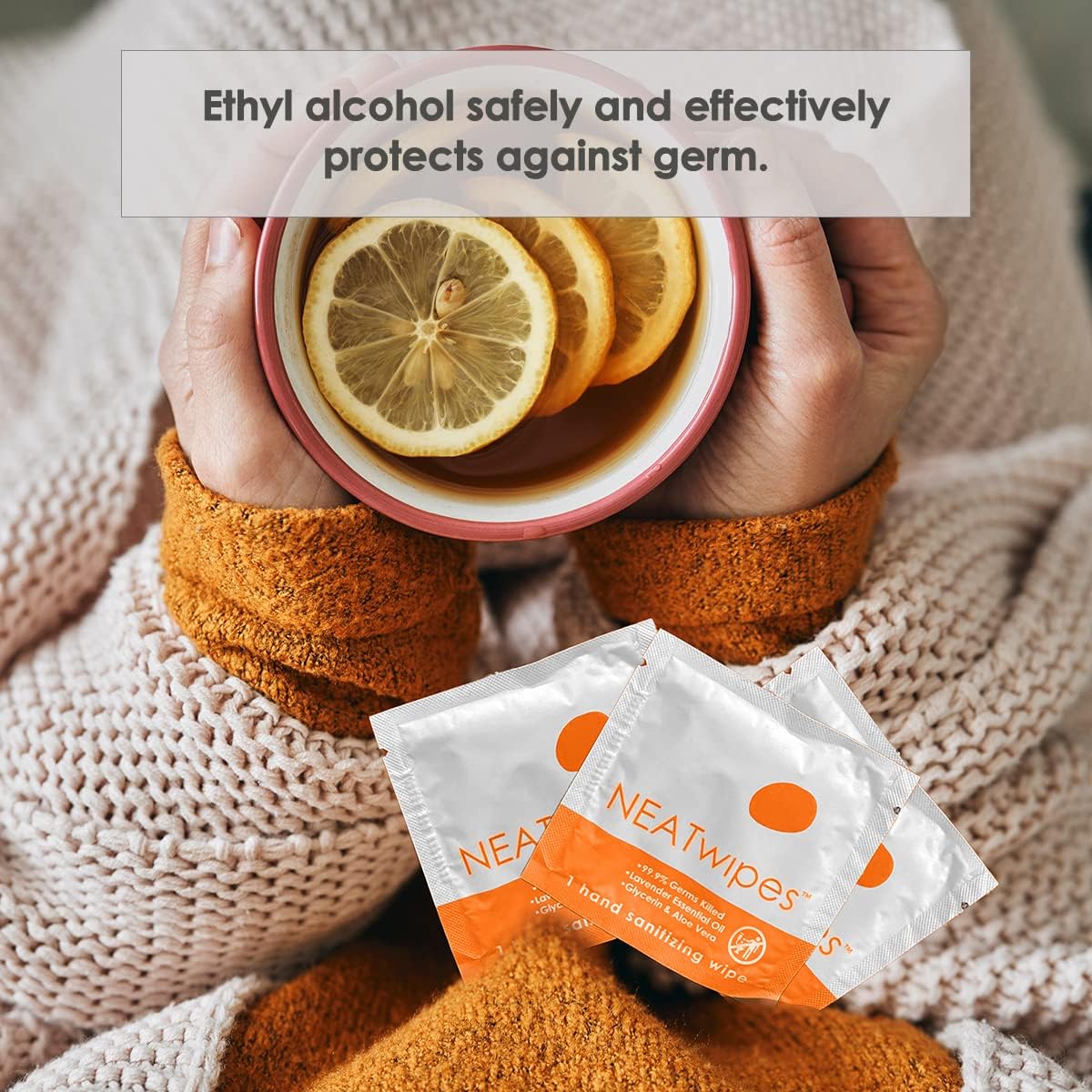 NEATwipes Hand Sanitizing Wipes | Travel Essentials | Disposable Wet Wipe & Planet Friendly | Fresh Citrus Essential Oil | 10 Pouches of 24 Individually Wrapped Wipes