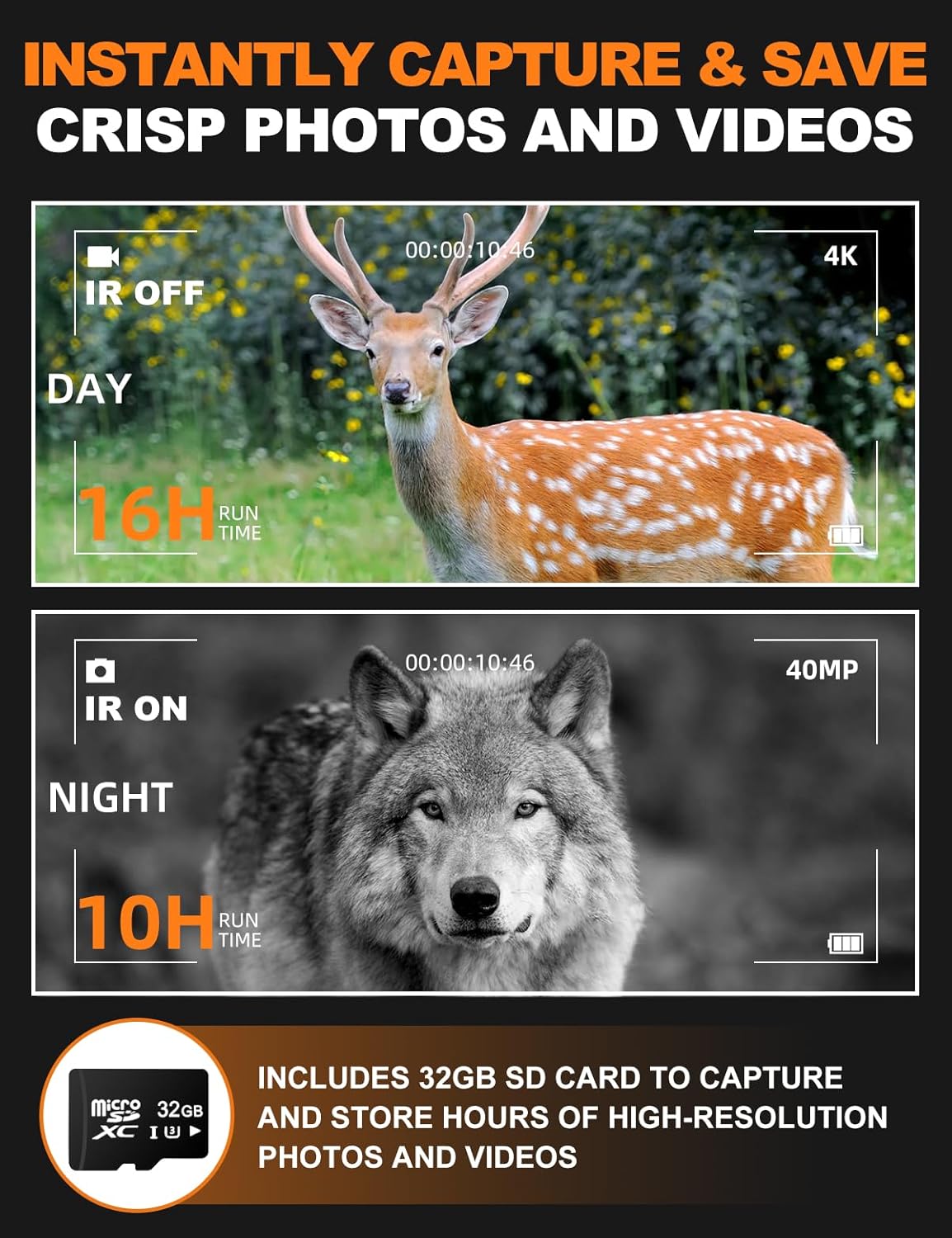 Night Vision Goggles - Eagle 4K Night Vision Binoculars for Adults, Dual Modes Binoculars with 5000mAh Battery, 32GB SD Card Included for Adventure and Surveillance, Black