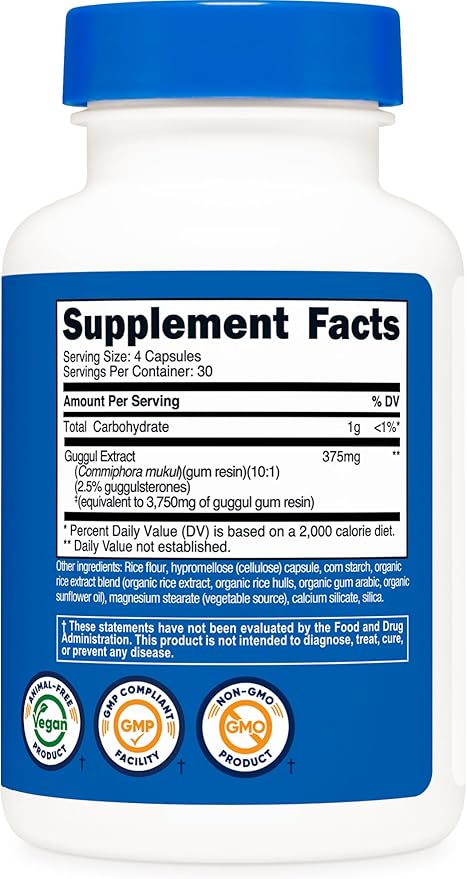 Nutricost Guggul Extract Supplement (3750 mg Equivalent) 120 Capsules - 30 Servings
