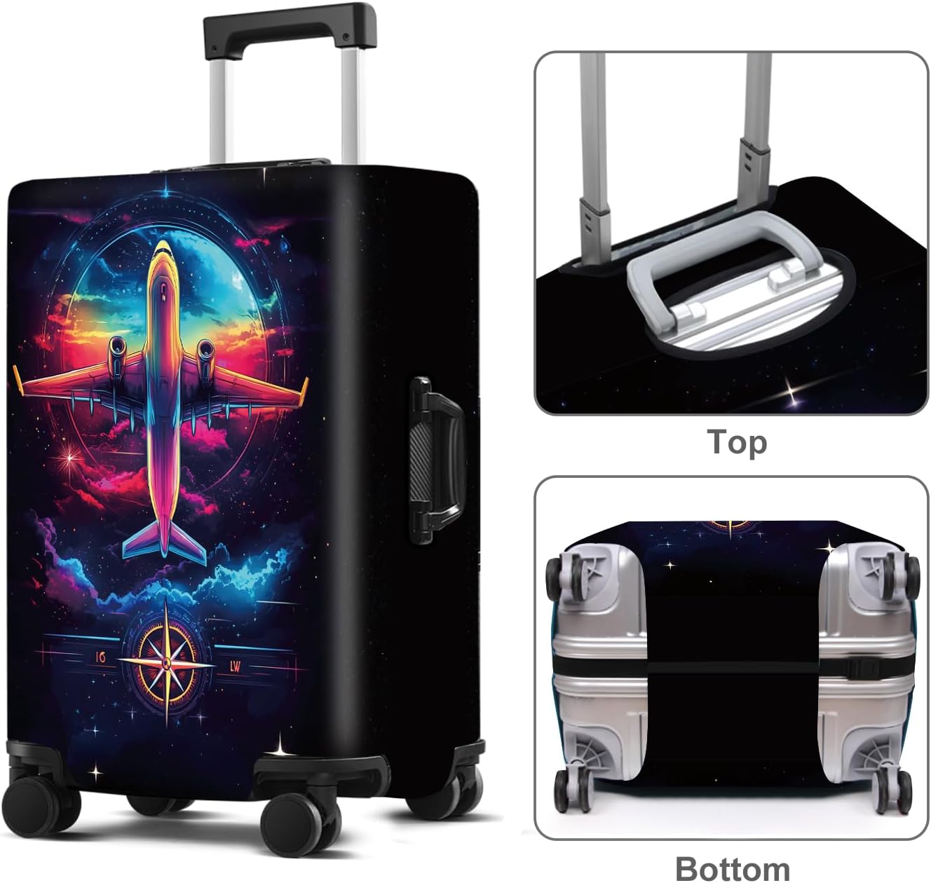 Luggage Cover Washable Suitcase Protector Anti-scratch Suitcase cover Fits 20-34 Inch Luggage (Aircraft, S(20-22inch suitcase))