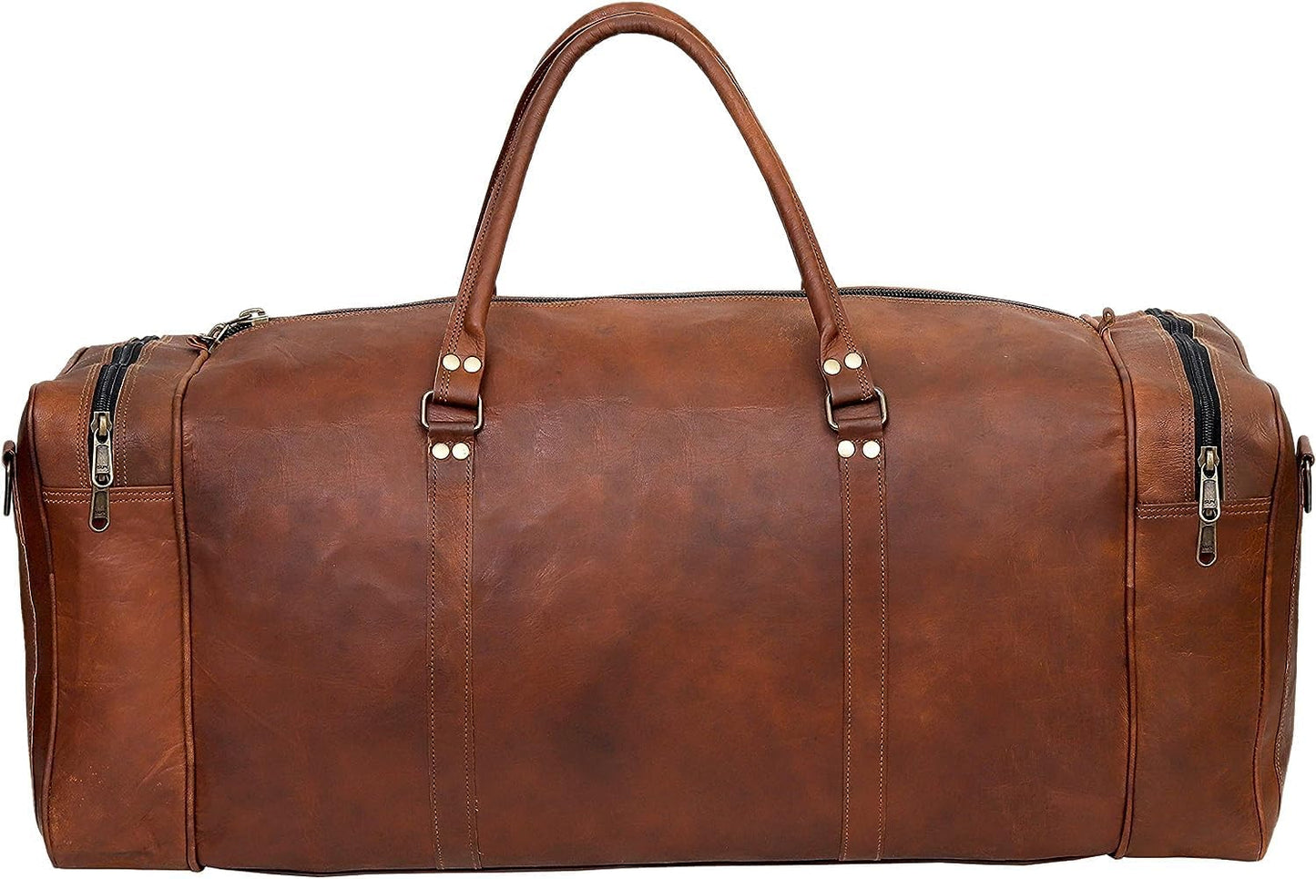 Leather Duffle Bag for Men Luggage Handmade Travel Bag Carry On Luggage Weekender Bags Overnight Gym Sports Cabin Holdall Bag For Airplanes Men And Women (34 Inch Brown)