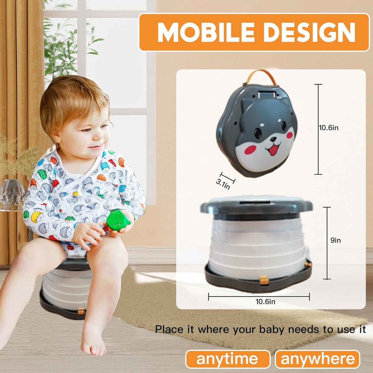 SunnySmile Toddler Travel Potty,Kids Portable Potty,Applicable to Travel,Camping, Outdoor, Indoor,with 45 Potty Bags,Cartoon Design, Children Will Like it More
