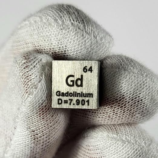 0.39" 10mm Gadolinium Metal Cube Gd up to 99.9% Pure Periodic Table Element Engraved Density Collection Science Education Display Block Cube + Acrylic Case Box - 1PC