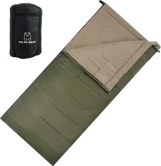 PO PO BEAR Zero Degree Sleeping Bag for Adults 100% Cotton Flannel Tall and Big