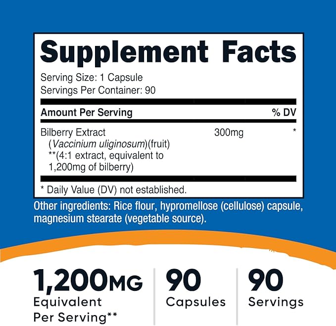 Nutricost Bilberry Capsules 1200mg Equivalent (90 Vegetarian Capsules) - Gluten Free and Non-GMO