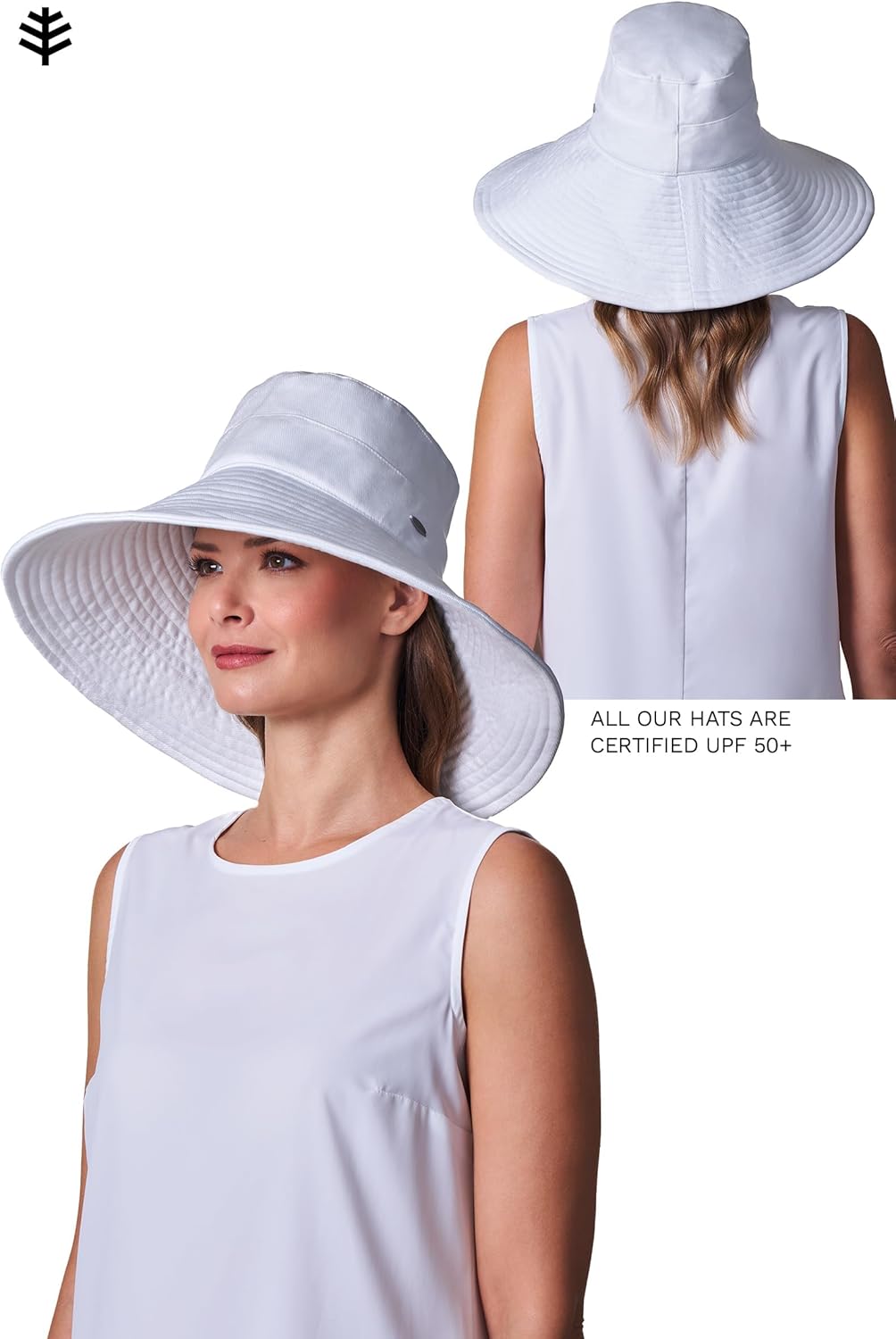 Coolibar UPF 50+ Women's Brittany Beach Hat - Sun Protective White