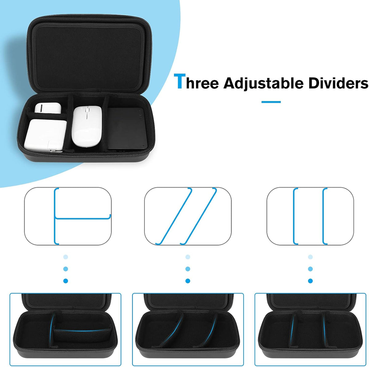 ProCase Hard Travel Electronic Organizer Case for MacBook Power Adapter Chargers Cables Power Bank Apple Magic Mouse Apple Pencil USB Flash Disk SD Card Small Portable Accessories Bag