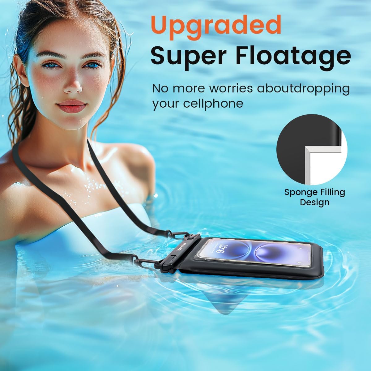 [Floatable 2 Pack Floating Waterproof Phone Pouch Case Up to 8.5", IPX8 Waterproof Phone Double Bag, Dry Bag for iPhone 16 15 14 13 Pro Max Galaxy S24+ S23, Beach Cruise Ship Essentials