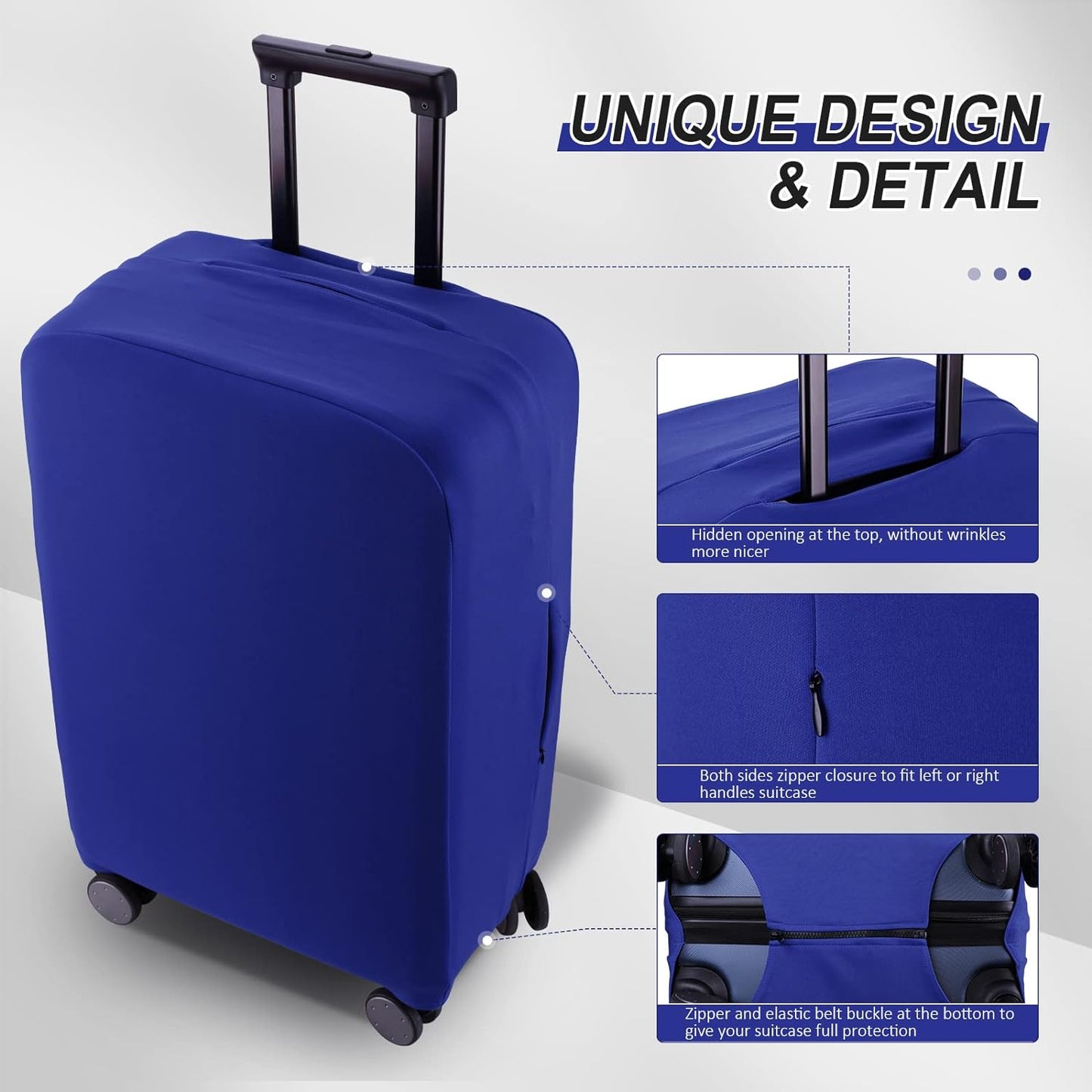 Travel Luggage Cover Suitcase Protector Scratch-Resistant Fit 19-31 Inch Suitcase, Not Included Suitcase (Blue, L(26-27 inch))