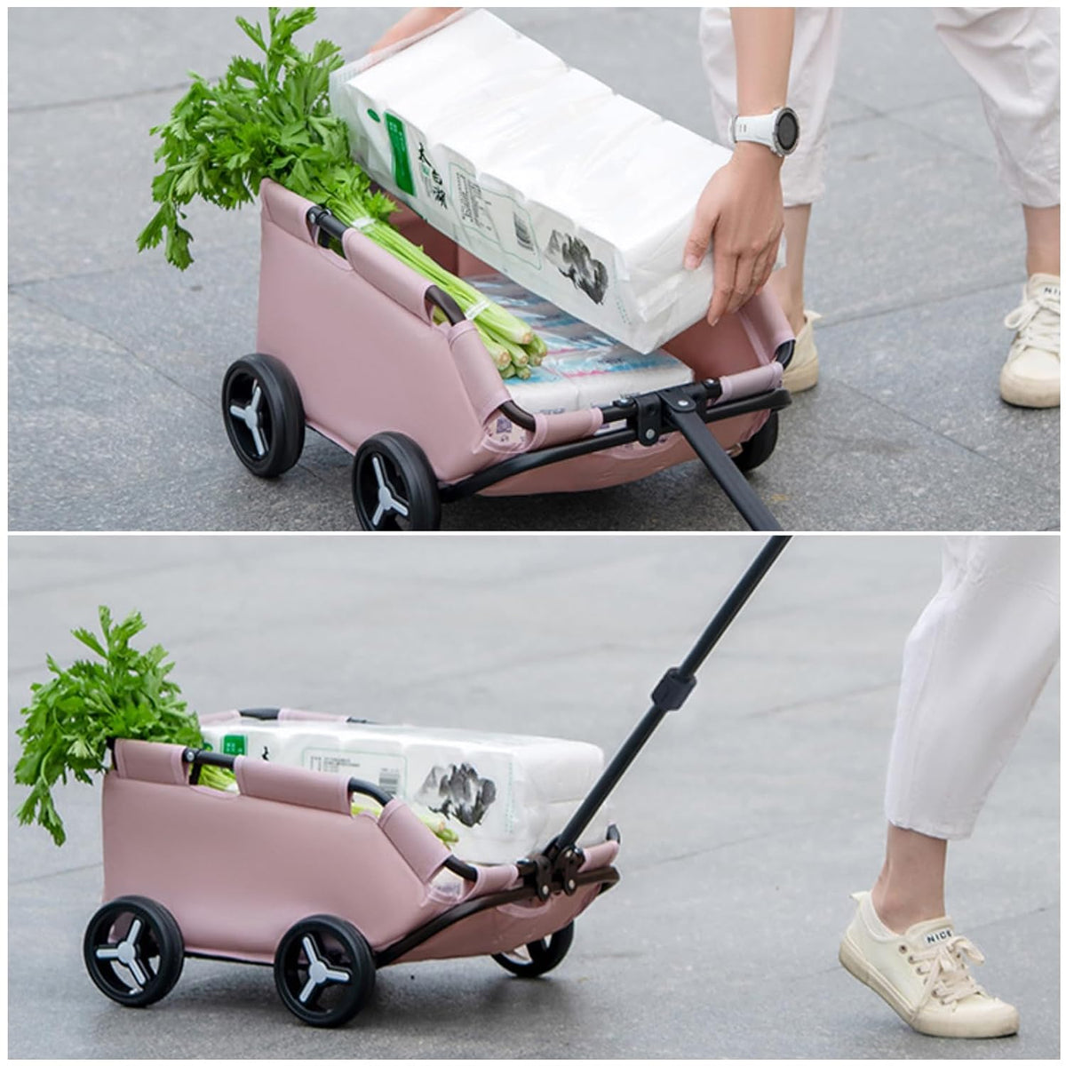 Dog Stroller 4 Wheels Folding Dog Cart Pet Stroller for Travelling Shopping Walking Playing for Small Dogs Cats, Up to 13.2lbs