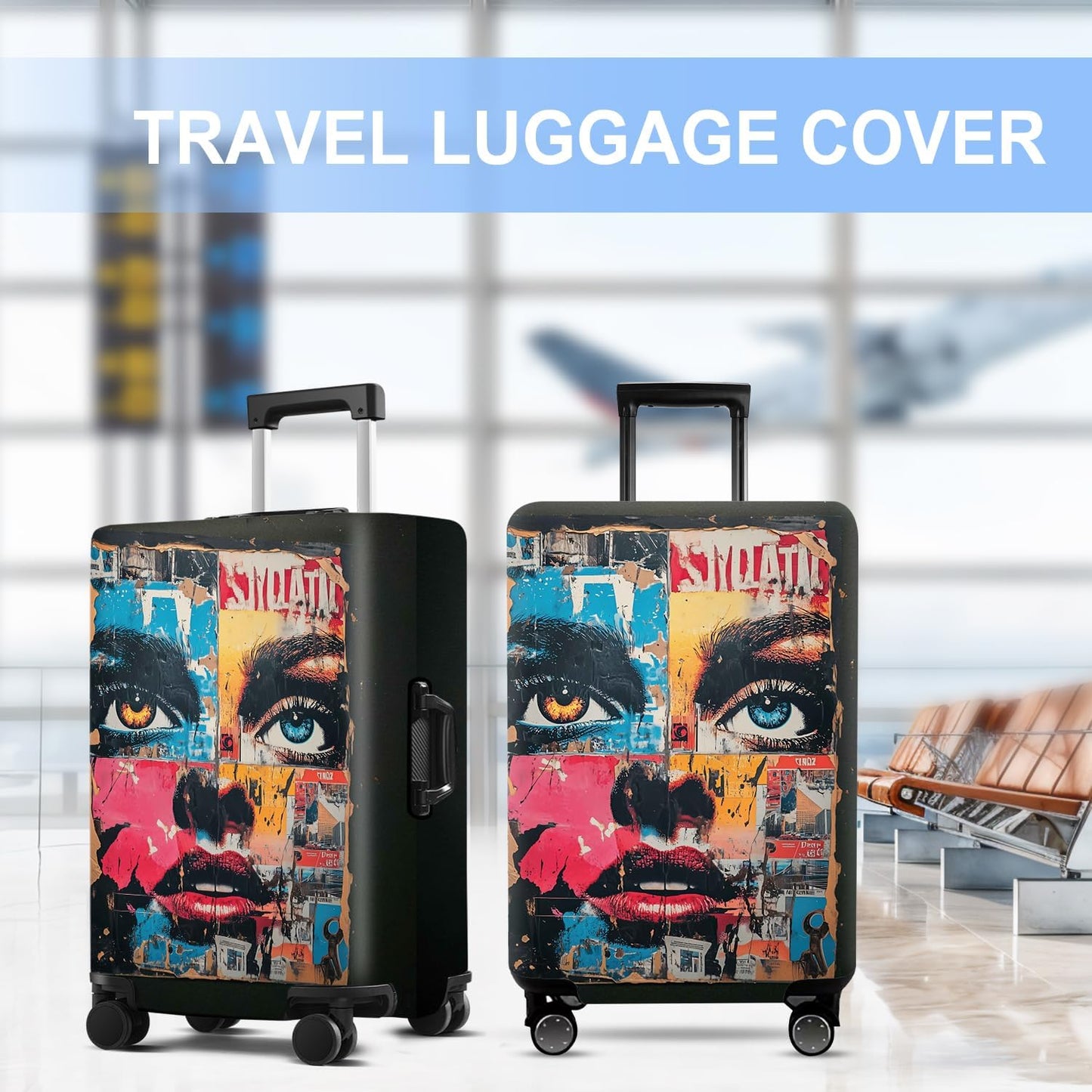 Luggage Cover Washable Suitcase Protector Anti-scratch Suitcase cover Fits 20-34 Inch Luggage (Girl-4, L(28-30inch suitcase))