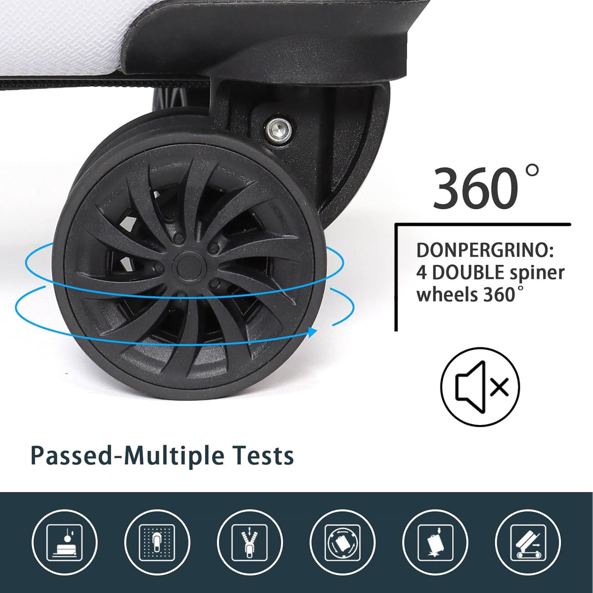 Luggage Set 3 Pieces (20/24/28) -Suitcase Set - Carry on Luggage with Wheels - Check-in Luggage - PC + ABS Durable Suitcase Rotating Silent Wheels Hardside Luggage with Spinner Wheels,5pcs (White)