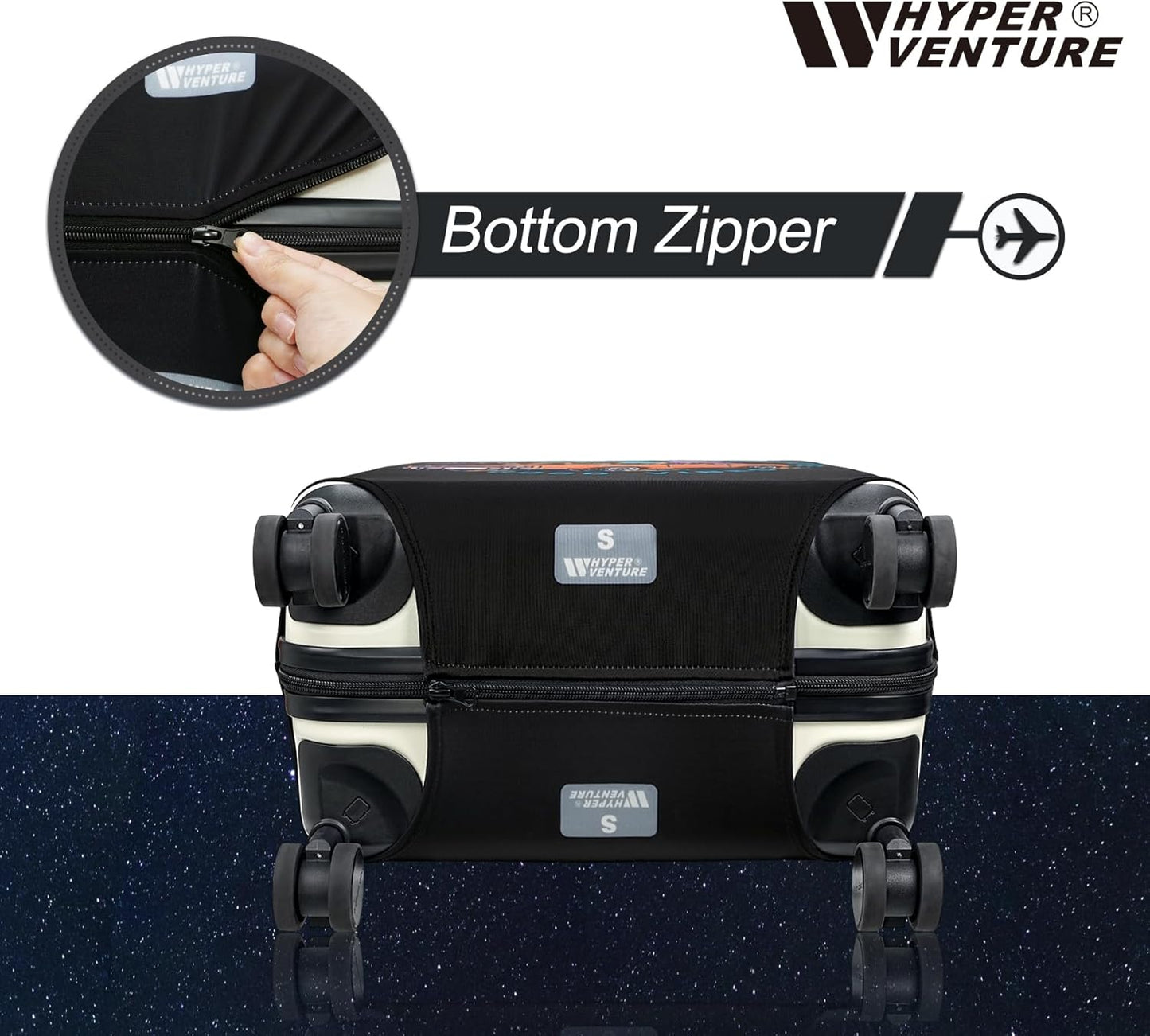 HYPER VENTURE Washable Luggage Cover - Fashion Suitcase Protector Fits 23-26 Inch Luggage (Road Adventure, M)