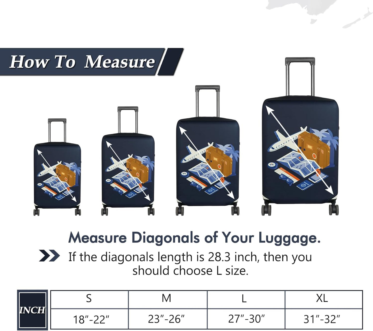HYPER VENTURE Washable Luggage Cover - Fashion Suitcase Protector Fits 31-32 Inch Luggage (Journey, XL)