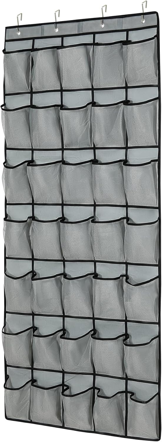 35Large Pockets Over The Door Shoe Organizer, Mesh Pockets Shoe Holder Rack, Capacity Shoe Hanging Storage，door shoe rack With 4 Metal Hook.