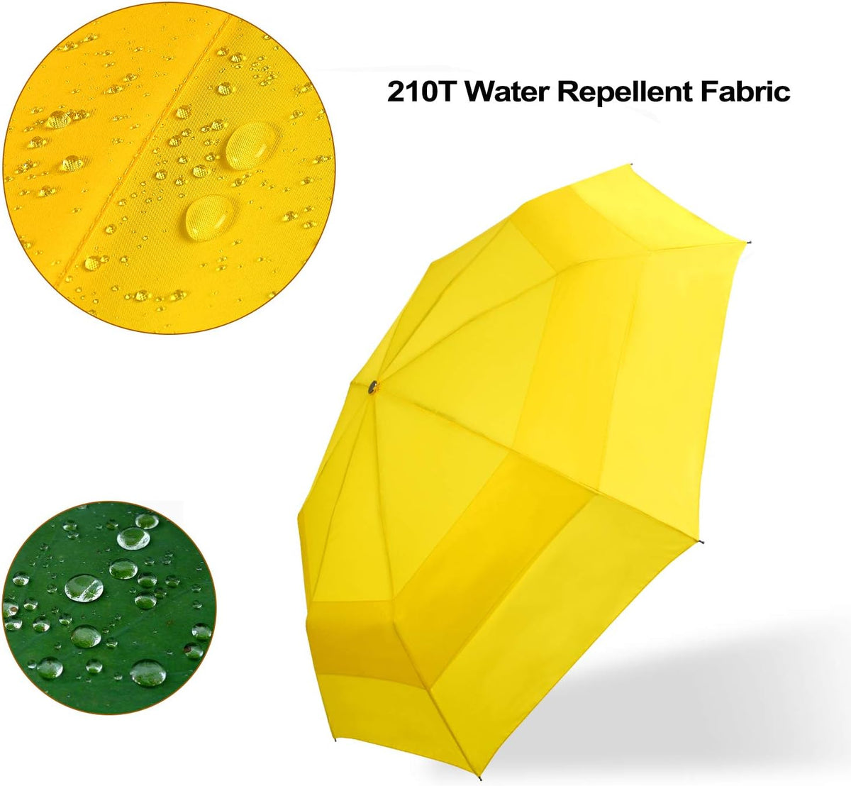 Lejorain Large Folding Golf Umbrella - Compact Mens Umbrellas Travel Rain and Windproof 54inch Collapsible Automatic Open Close Umbrella 210T Teflon Vented Double Canopy