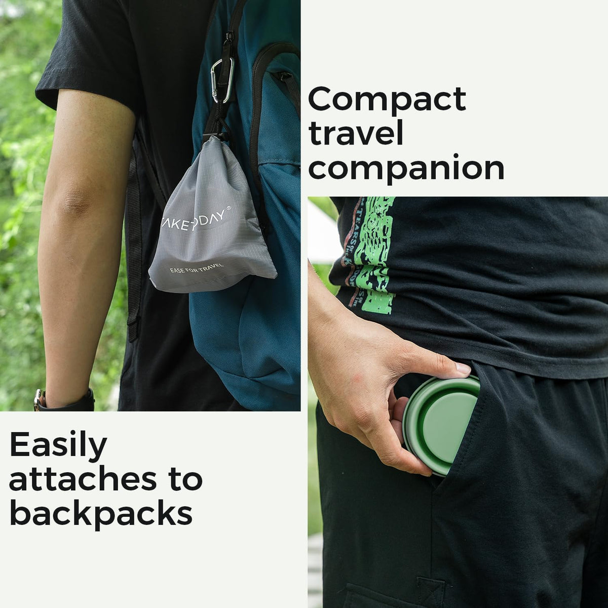 TakeToday Collapsible Travel Cup - Silicone Foldable Water Cup, BPA-Free with Lid & Waterproof Bag - Drinking Cup Set for Camping, Outdoors & International Travel（8 Oz, Navy）