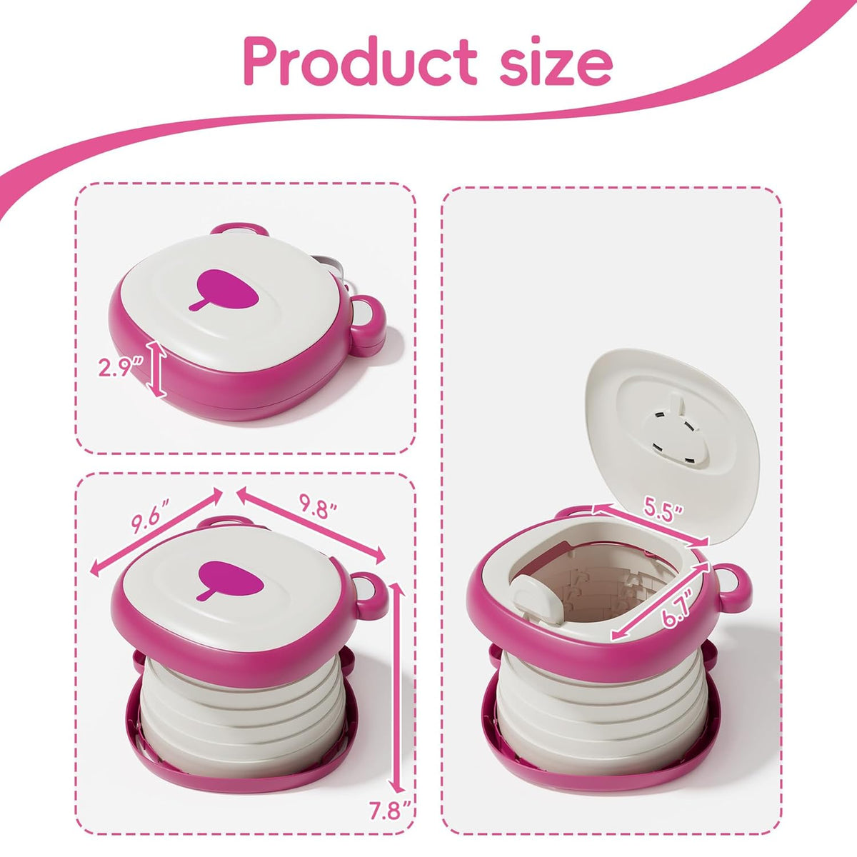 Travel Potty Seat for Toddler，Foldable Car Potty for Toddler, Portable Toilet Seat for Kids with Potty Liners, Absorbent Pads, Portable Potty Seat for Toddler Travel, Camping and Outdoor Use