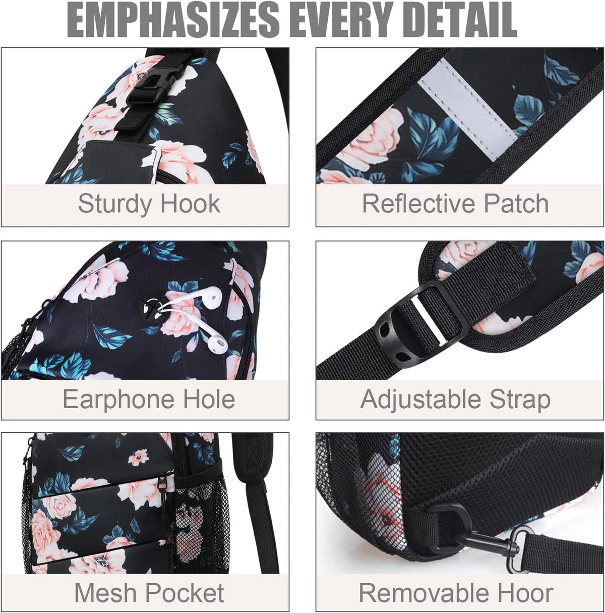 Crossbody Bags for Women Men Trendy Sling Bag Bakpack Casual Chest Bag with Convertible Shoulder Strap