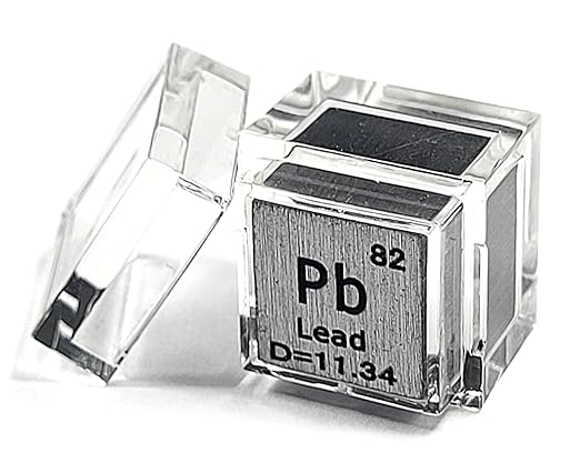 0.39" 10mm Lead Plumbum Metal Cube Pb up to 99.9% Pure Periodic Table Element Engraved Density Collection Science Education Display Block Cube + Acrylic Case Box - 1PC