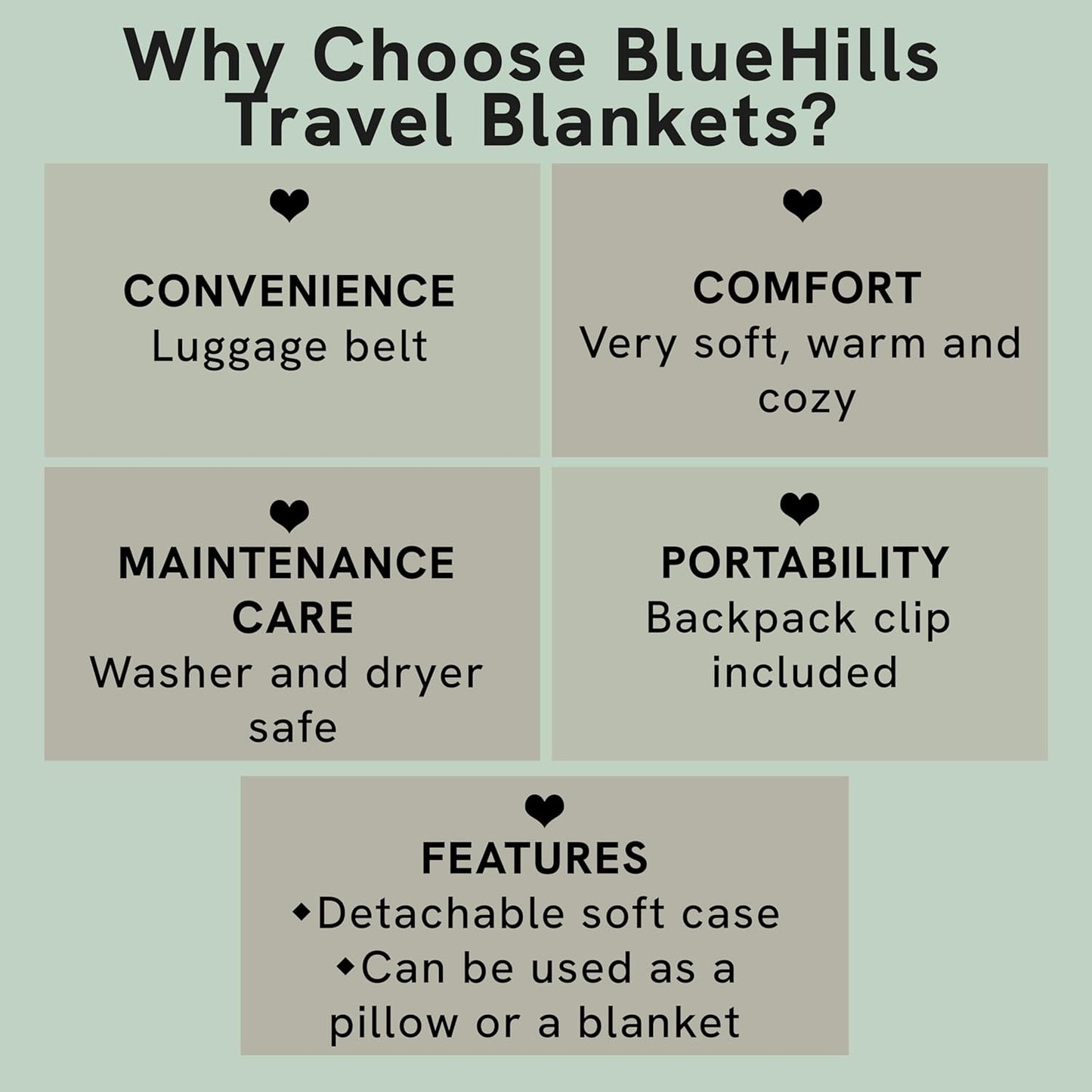 BlueHills Premium Soft Plush Travel Blanket Pillow for Airplane Traveling Essentials in a Bag Flight Throw with Backpack Clip Compact Portable Plane Accessories Ivory White - T025