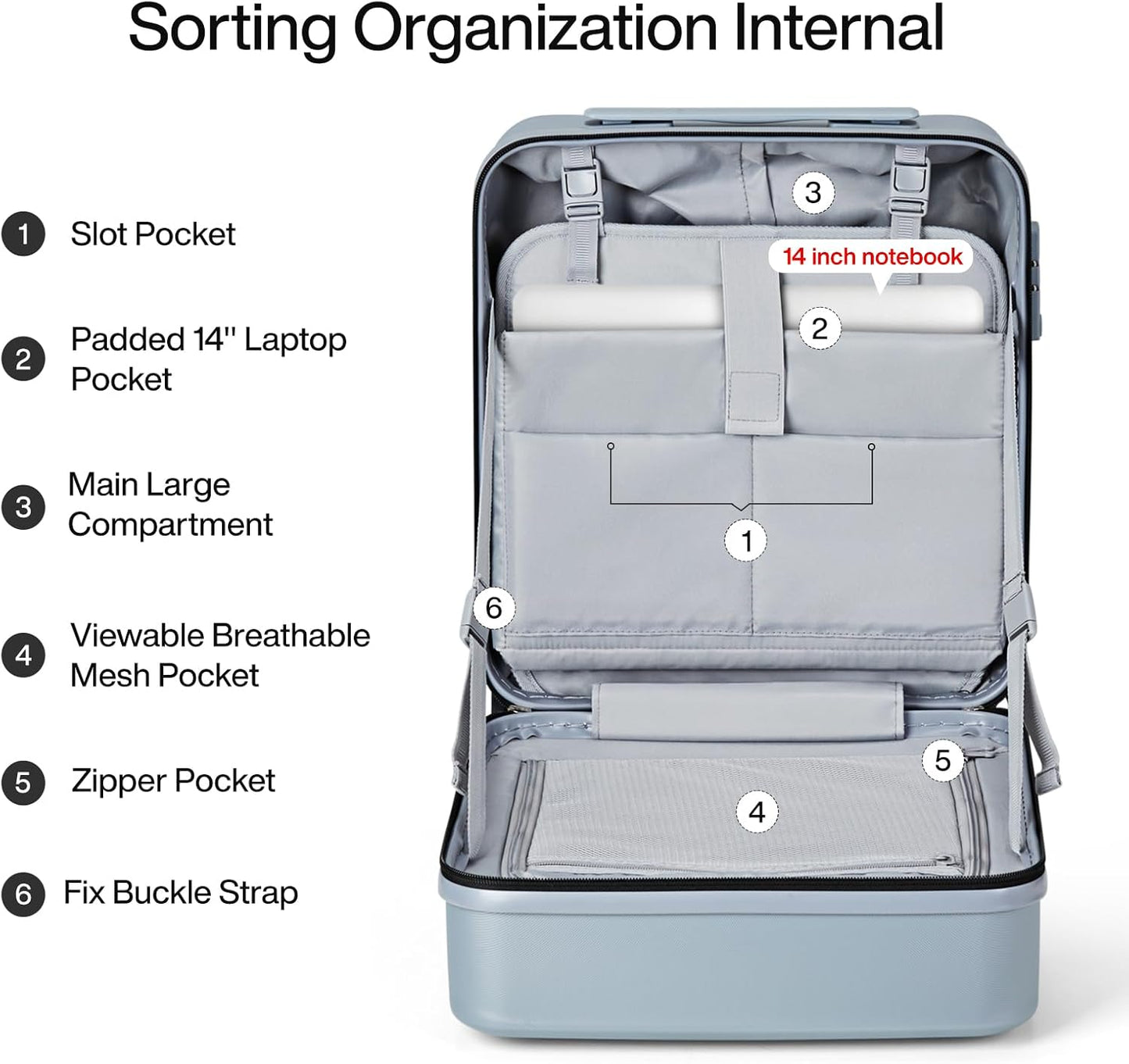 MILADA Underseat Carry On Luggage with Wheels 16 Inch Small Suitcase Personal Item Underseat Carry On Bag TSA Approved Carry On Luggage Hard Shell Suitcases Mini Travel Luggage, Grey