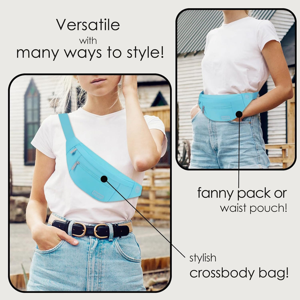 MAXTOP Large Crossbody Fanny Pack with 4-Zipper Pockets,Gifts for Enjoy Sports Festival Workout Traveling Running Casual Hands-Free Wallets Waist Pack Phone Bag Carrying All Phones