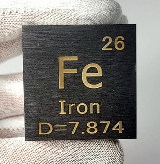 1.5" 38.1mm Iron Ferrum Metal Cube Fe up to 99.9% Pure Periodic Table Element Engraved Density Collection Science Education Display Block Cube + Acrylic Case Box - 1PC