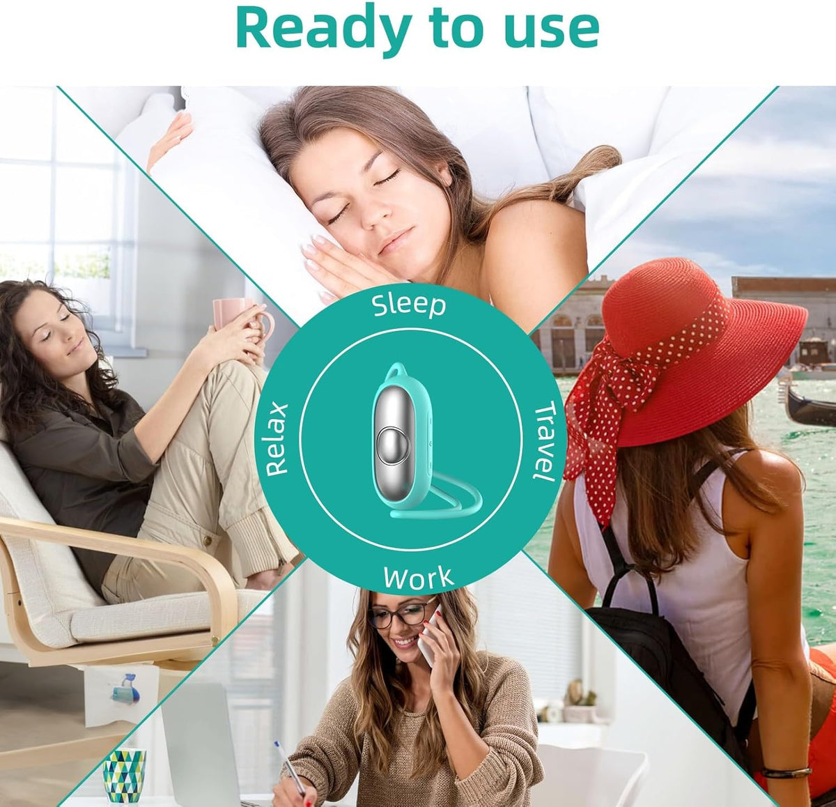 Sleep Aid Device, Micro-Current Sleep Instrument Anxiety Device, Portable Rechargeable Sleep Aid for Anxiety and Insomnia (Green)
