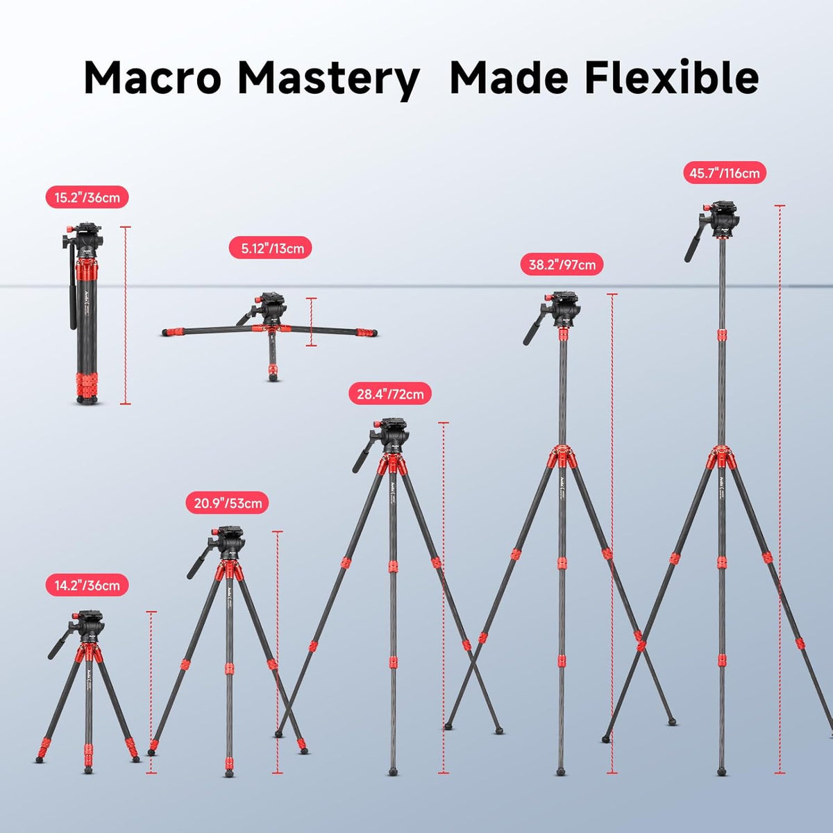 Avella Mini Carbon Fiber Camera Tripod MP20C, Portable Lightweight Tabletop, External Center Column Compact Design, Travel Tripod with 360°Ball Head and V Yoke Bracket for DSLR Camera