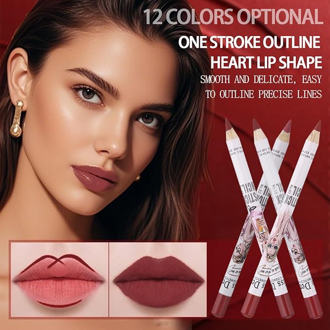 12PCS Lip Liner Pencils Set Pack for Shaping & Sculpting Lips, Modifieddark Lip Color Lipsticks,Long-Lasting Waterproof Lipsticks. (02, Color)