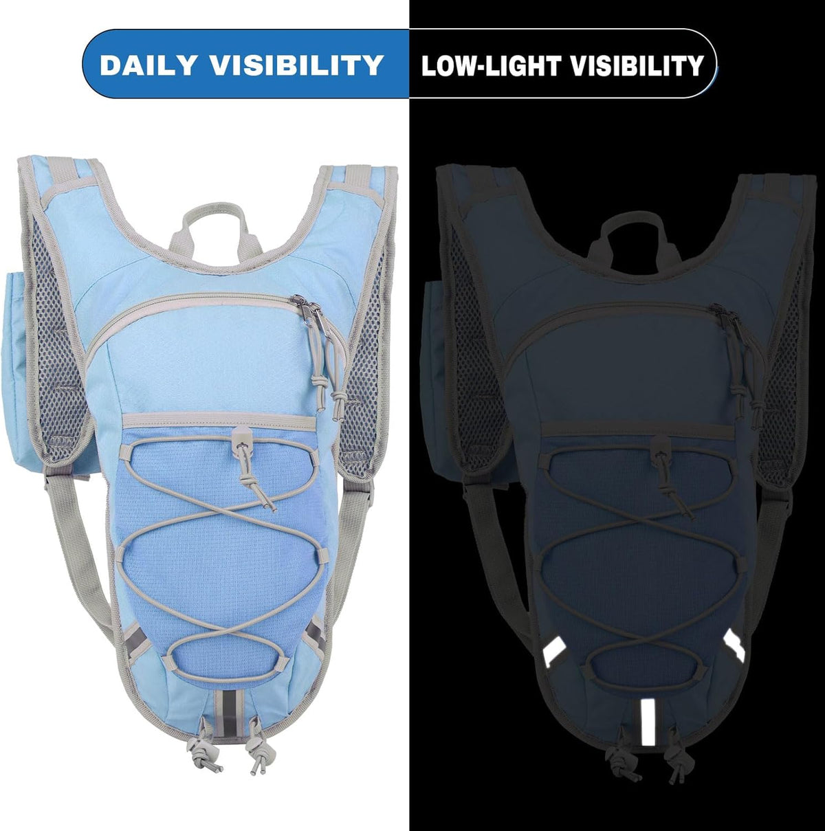 Lightweight Hydration Backpack 2L Water Bladder Pack for Running, Cycling, Hiking – Anti-Theft Water Backpack with Phone Holder, Trekking Pole Holder & Reflective Strips for Men & Women