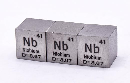0.39" 10mm Niobium Metal Cube Nb up to 99.9% Pure Periodic Table Element Engraved Density Collection Science Education Display Block Cube + Acrylic Case Box - 1PC