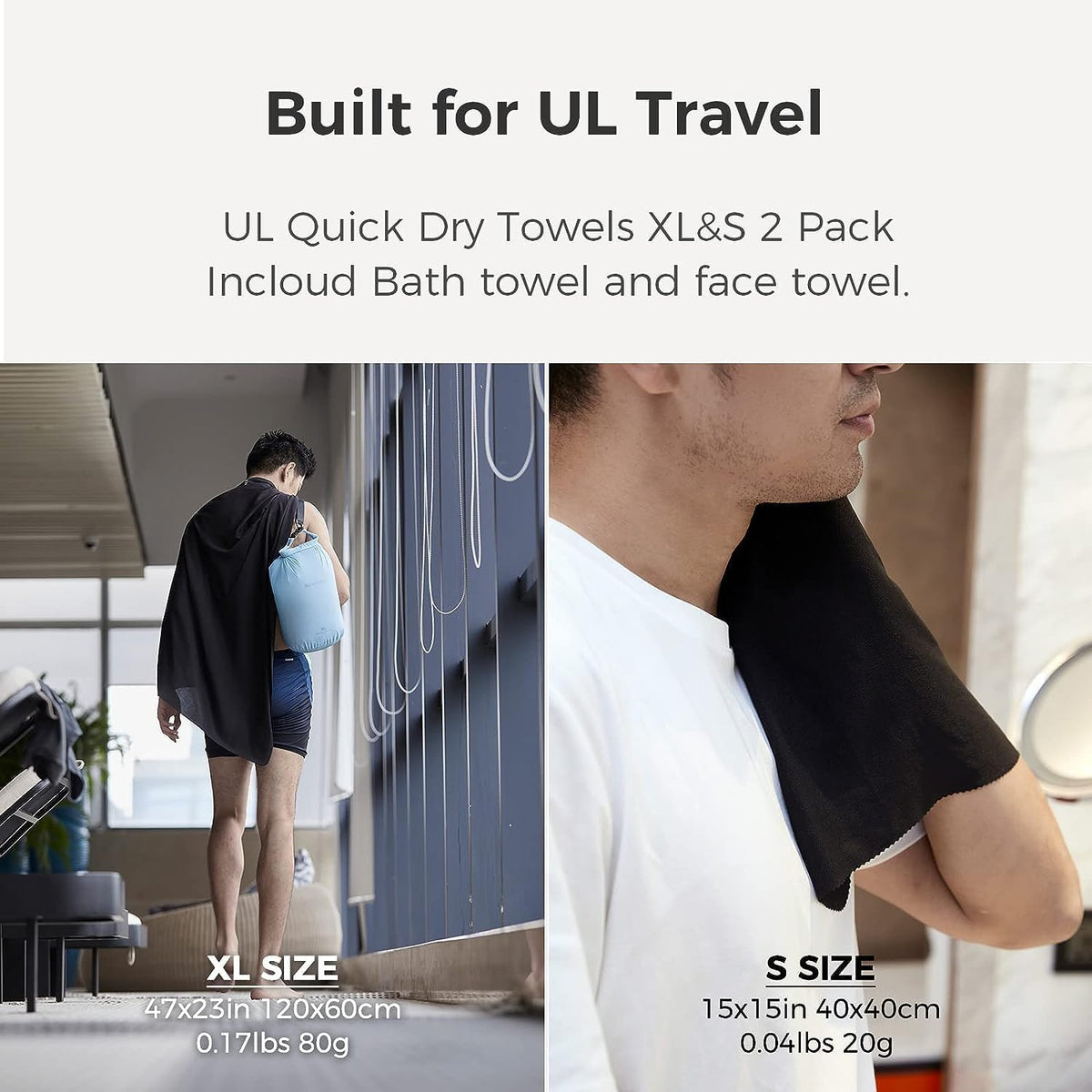 Ultralight Quick Dry Towels in XLarge & Small Sizes with Compact Packable Pocket Microfiber Towel for Backpacking Travel Beach Hiking Swimming Sports & Yoga (Orange 2 Set)